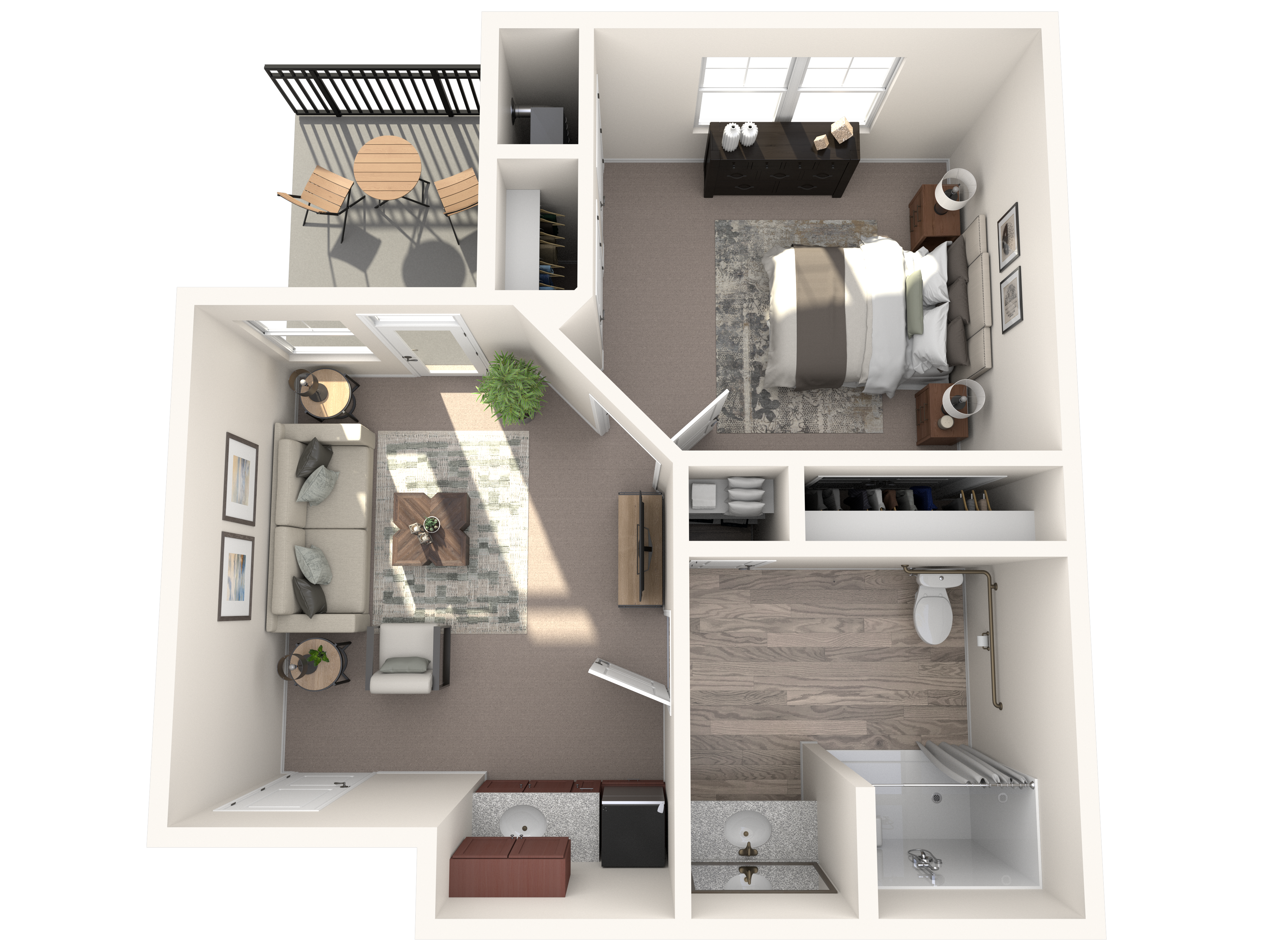 1 Bed, 1 Bath Floor Plan