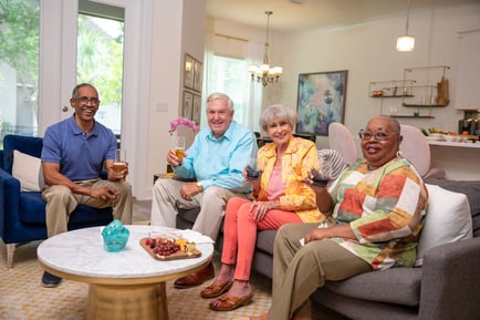 Residents socializing over drinks