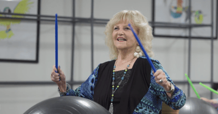 Senior residents participating in exercise class