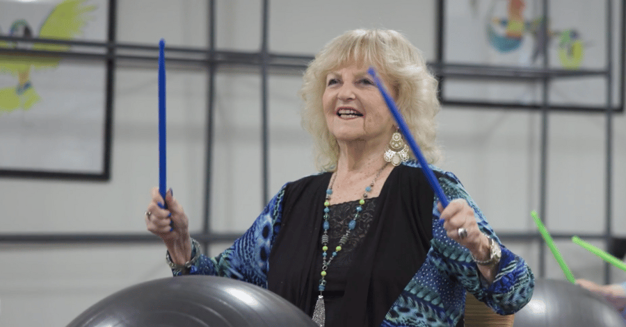 Senior residents participating in exercise class