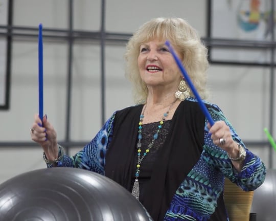 Senior resident participating in exercise class