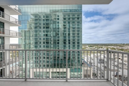 Terrace with a skyline view