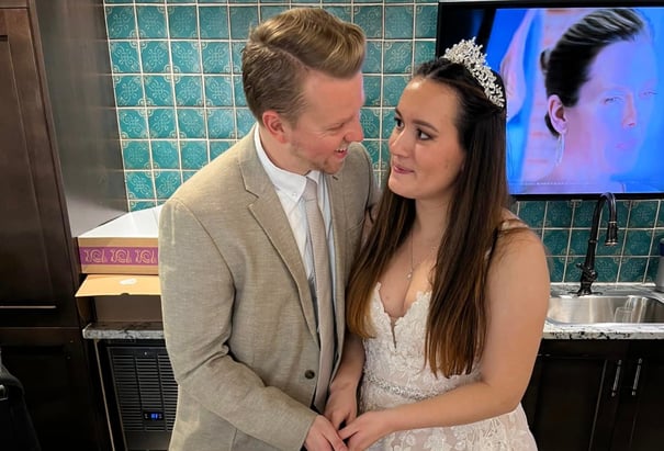 A staff member celebrates her wedding day, sharing her special moment with the Arbor Terrace Waugh Chapel community in Gambrills, MD.
