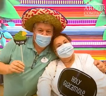 two seniors hugging and celebrating cinco de mayo
