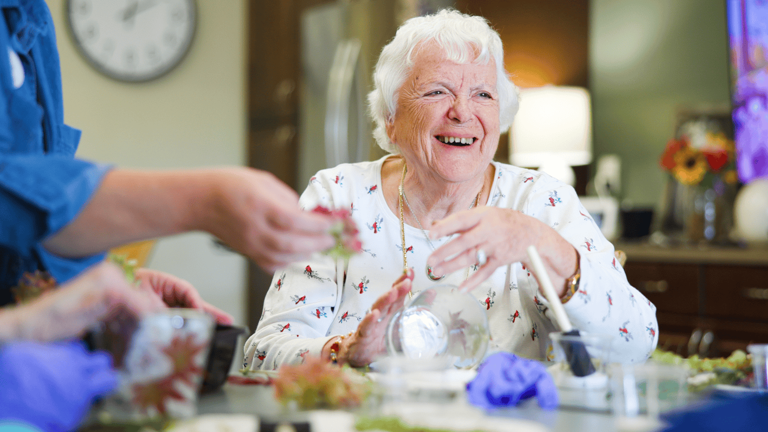 Arbor Terrace Hamilton Mill Resident Smiling